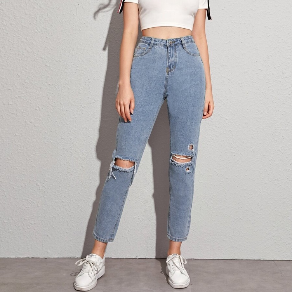 Ripped denim jeans